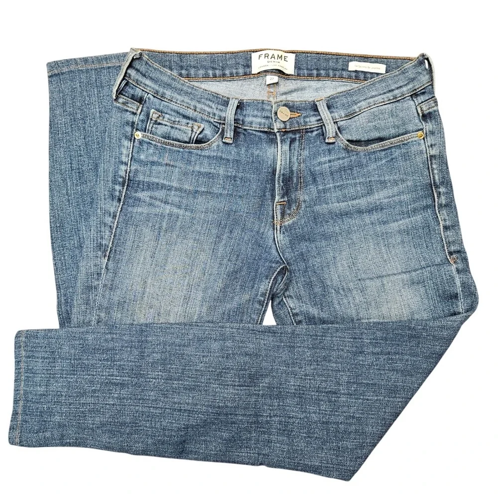 FRAME Le Skinny Crop Jeans Womens 27 Blue Designer Minimalist Quiet Luxury Denim